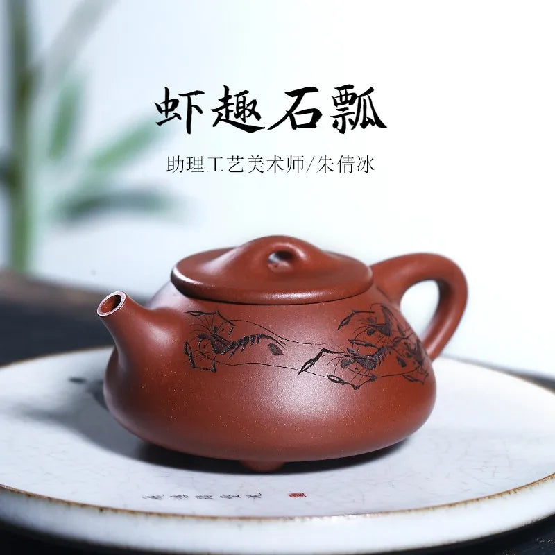 Zanghutianxia Yixing Purple Clay Pot Hand-Carved Small Capacity Teapot Bottom Trough Clear Shrimp Fun Jingzhou Stone Gourd Ladle