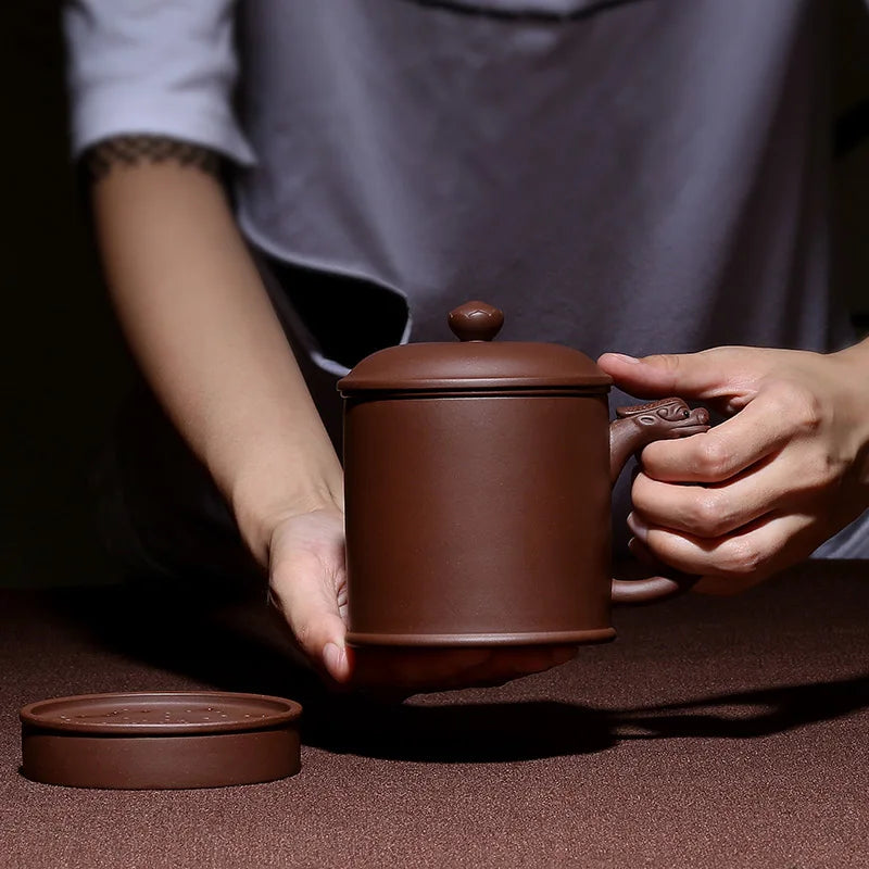 Zhenyi Yixing Zisha Cup pure manual liner filter tea cup cover lettering tea set gift customization fulinlong