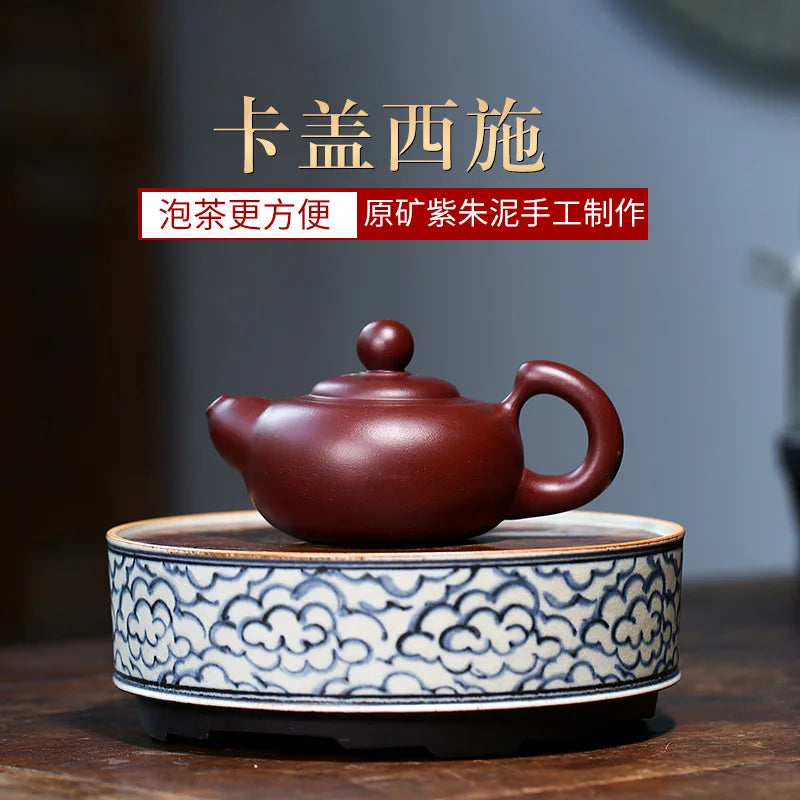 Zisha Teapot Yixing Handmade Pot Kung-fu Teaware Purple Clay Drinkware For Puer Green Black Chinese Tea Xishi Pot Vermilion