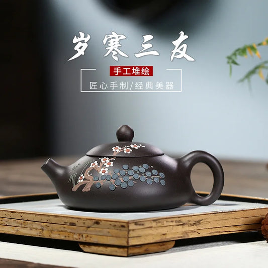 Zisha Teapot Yixing Handmade Pot Kung-fu Teaware Purple Clay Drinkware For Puer Green Black Gold Sand Three-year-old Cold Pot