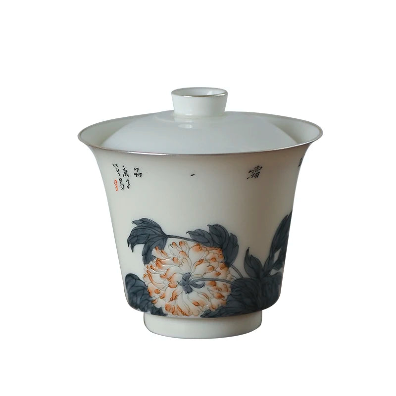 at the beginning of the jingdezhen manual hand-painted tureen single kunfu tea cups tea bowl bowl of water chestnut try