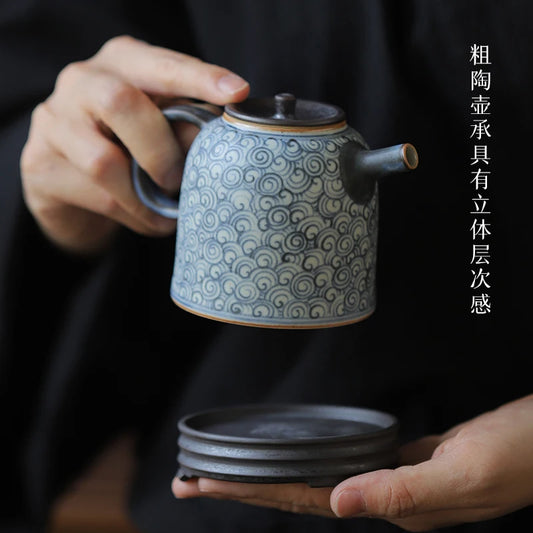 beginning of the jingdezhen ceramic tea set household porcelain teapot coarse pottery teapot han priests pot by hand