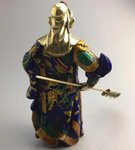 china brass archaize cloisonne guan yu crafts statue