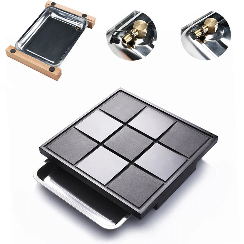 complete tea set with tea tray real yixing zisha kungfu tea sets pot cup pitcher black stone tea tray stainless steel drawer