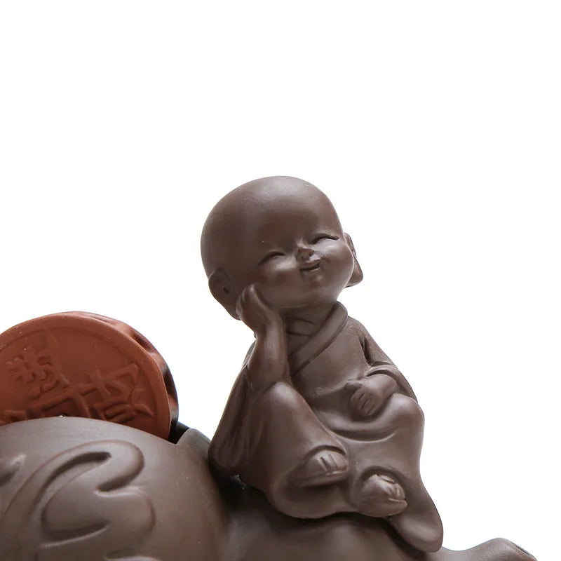 creative tea pet purple clay tea play yixing zisha monk statue small table decoration funny ornament on sales