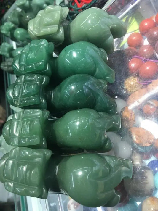 free shipping 1 pair " Chinese Ancient Handwork Carved green Stone Jade Elephant Statue Sculpture