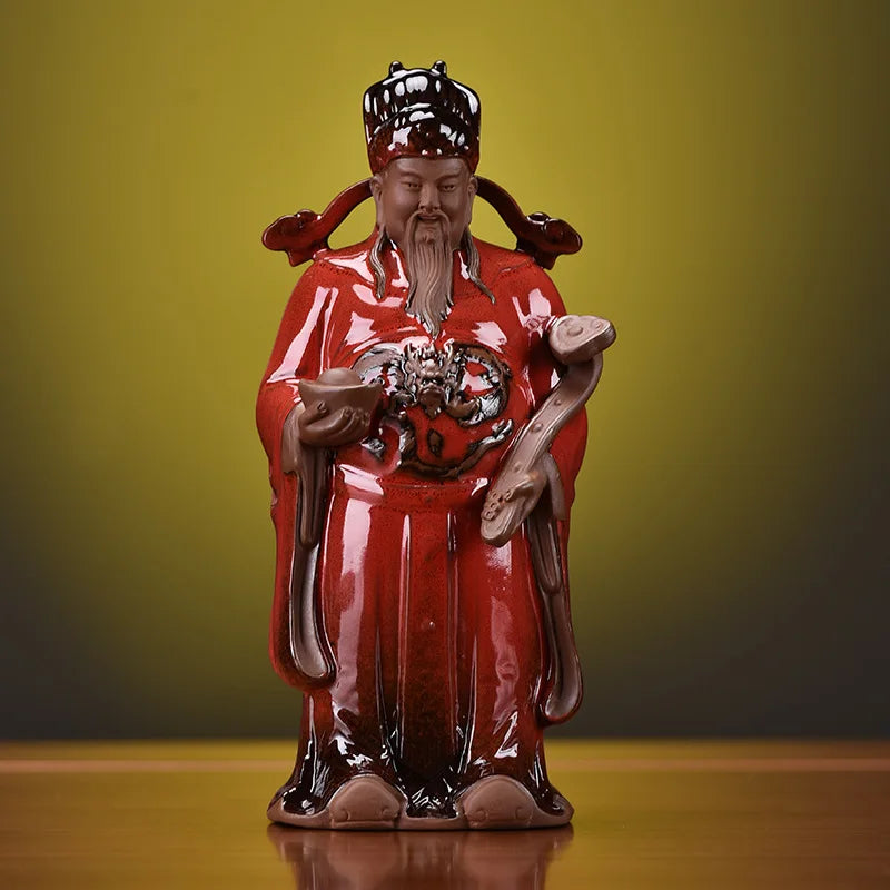 full handmade artware porcelain table decoration house warming gift ceramic gods of Fortune Prosperity Longevity statue tea pet
