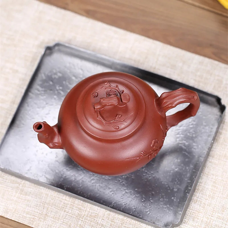 full handmade tea pot clearance sales real yixing zisha dahongpao clay marked kungfu tea pots flower relief original ore pot