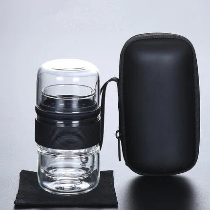 glass tea set travelling office cup with infuser portable bag lead free Borosilicate glass pitcher tea cups heat insulation