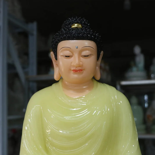 good high-grade Home Hall Buddhism efficacious Talisman Mascot Buddhist Sakyamuni Buddha jade gilding Sculpture statue 32CM