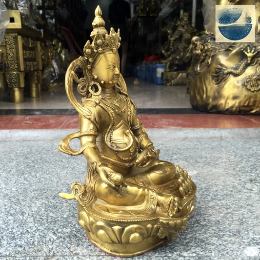 good luck GOOD figure of Buddha HOME Talisman House Protection # Tibetan Yellow Jambhala fortune god COPPER Buddha statue