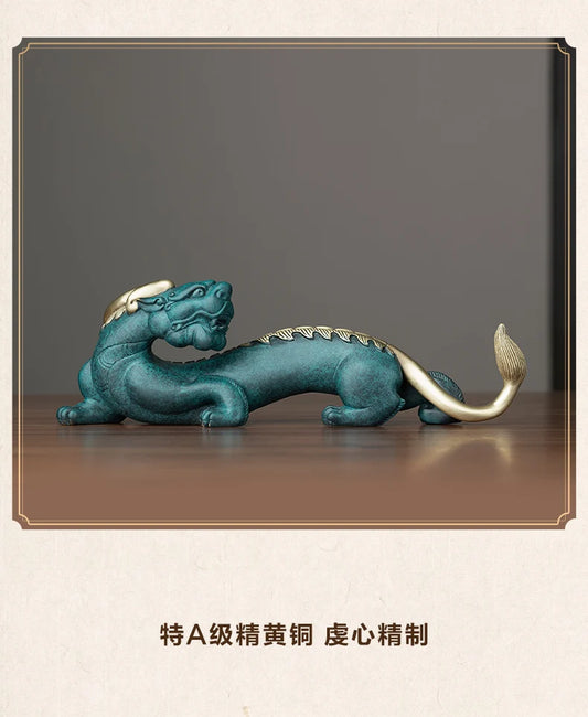 good luck HOME Exorcise evil spirits Shop business bring wealth money GOOD LUCK brass Royal Dragon PI XIU statue
