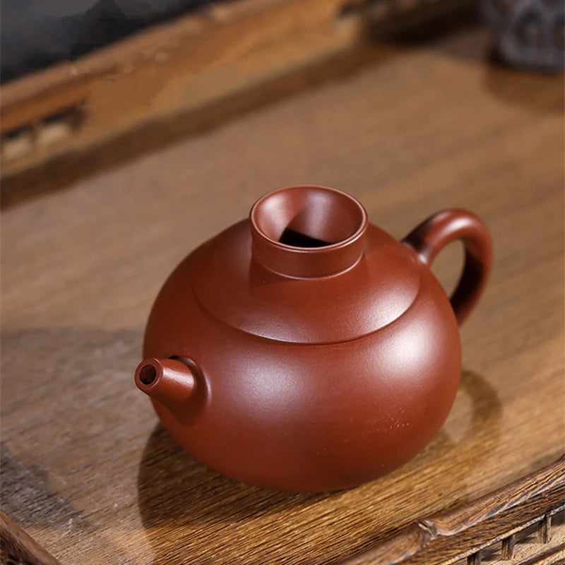 handmade tea pot real yixing zisha dahongpao clay marked pot small original ore ball shaped infuser holes kungfu teapot on sales