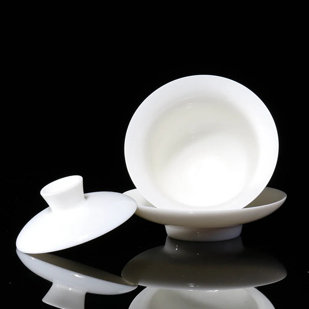 handpainted porcelain gaiwan thin glaze creative covered bowl with lid cup saucer ceramic tureen China Dehua SANCAI bowls new