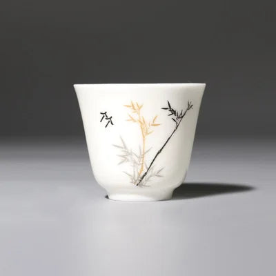 handpainted porcelain tea cup creative wintersweet orchid bamboo Mum flower print Chinese kungfu cup for Pu'er tea chabei new