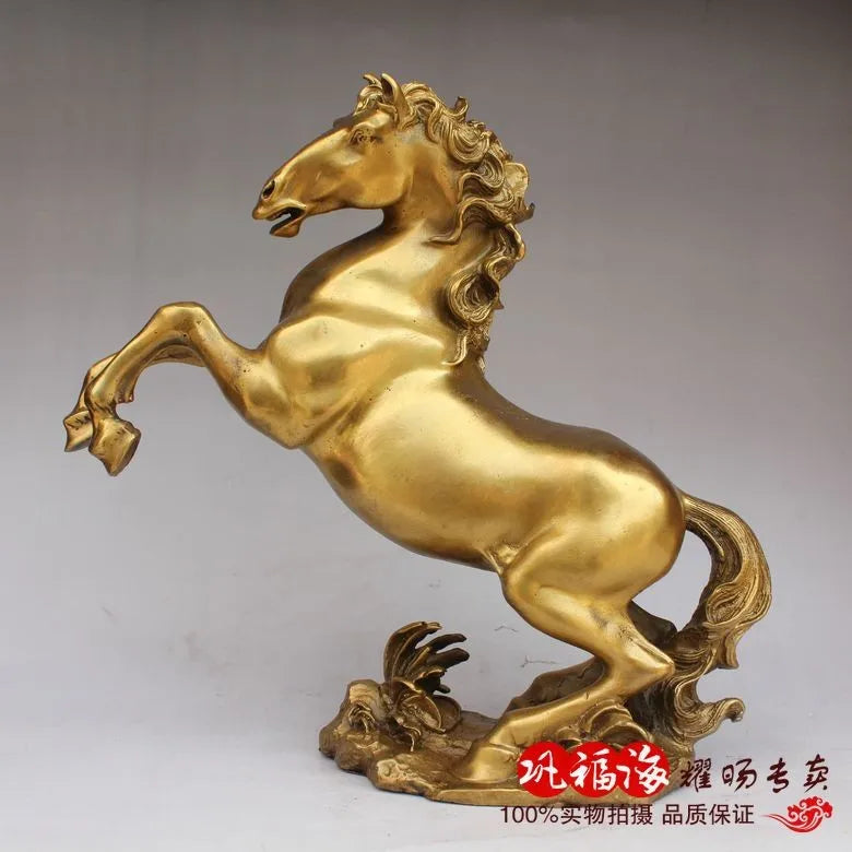 home LIVING ROOM wall TOP Decor Money drawing Money HORSE ART bronze statue sculpture Decoration brass decorative