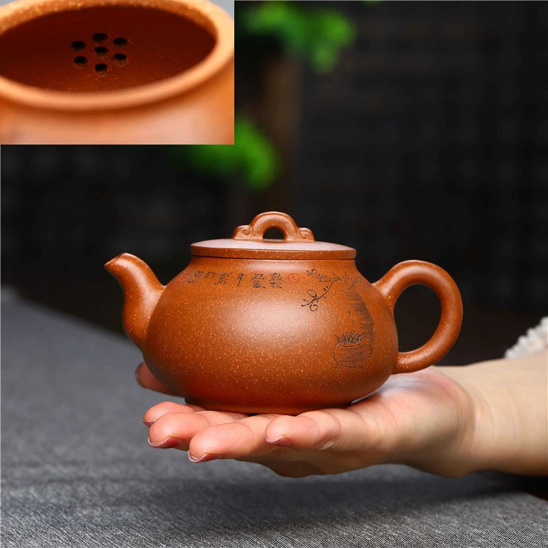jiangpo clay tea pot real yixing zisha original ore blessing pot marked handmade traditional craft made in China on sales 210ml