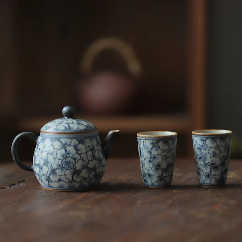 jingdezhen ceramic clay pot under the glaze porcelain teapot hand-painted ginkgo biloba pot of kung fu tea set by hand