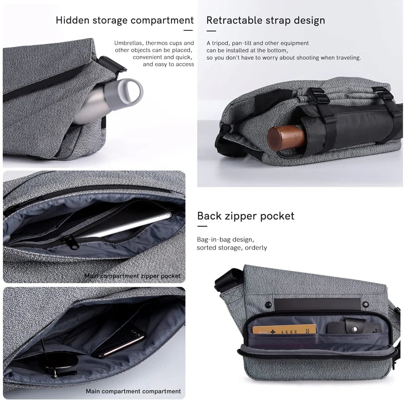 kingsos Men Crossbody Bag Kingsons Male Messenger Bag Waterproof Sling Bag Small Chest Bag 10 Inch Tablet Bag Business Casual