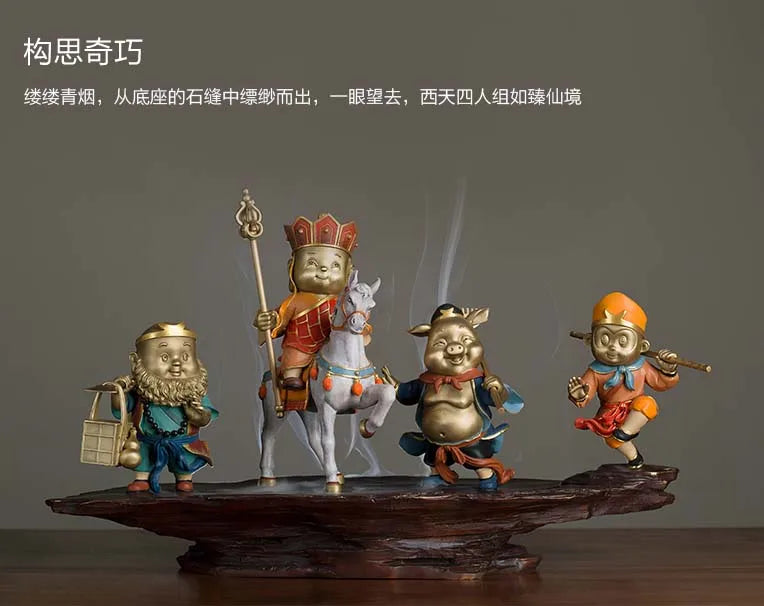 large 5A Chinese cultural masterpiece Buddhism XI YOU JI WU KONG decorative art bronze carving statue Mascot Aroma Burner