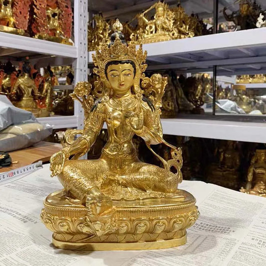large GOOD buddha statue Asia home family Buddhism protection Gilding Guanyin PUSA Bodhisattva Green Tara buddha statue
