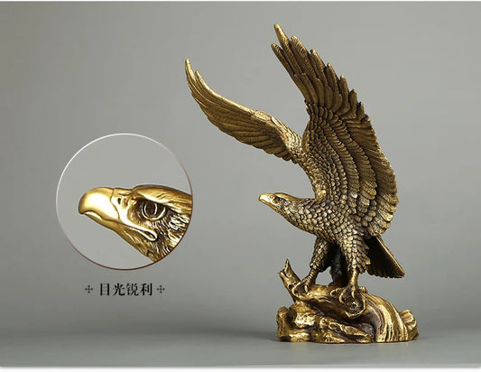 large # TOP ART office home shop Magic company Desk decorative Golden brass Eagle bird ART work statue Mascot