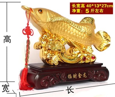 large TOP COOL HOME OFFICE Company SHOP TOP Cool Talisman Money Drawing fortune Arowana Golden Fish FENG SHUI Decorative statue