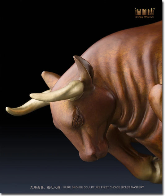 large- Unique # stock market Money drawing Wall Street Charging Bull Brass statue # home office auspicious efficacious Talisman