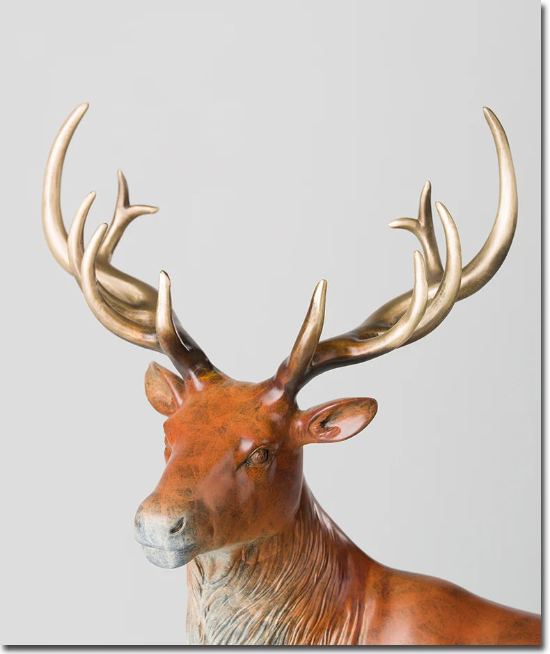 large high grade Europe Luxury decorative art HOME SHOP hallway Royal David's Deer statue brass Sculpture statue bring GOOD LUCK