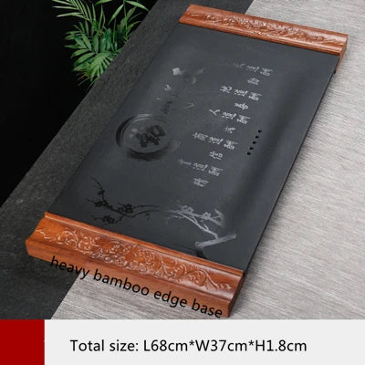 large tea tray weighted stone table water draining system pipe & ball heavy complete stone handmade serving trays edge base new