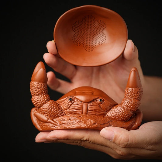 multi functional tea pet crab statue handmade yixing zisha purple clay filter net tea strainer ornament creative decoration new