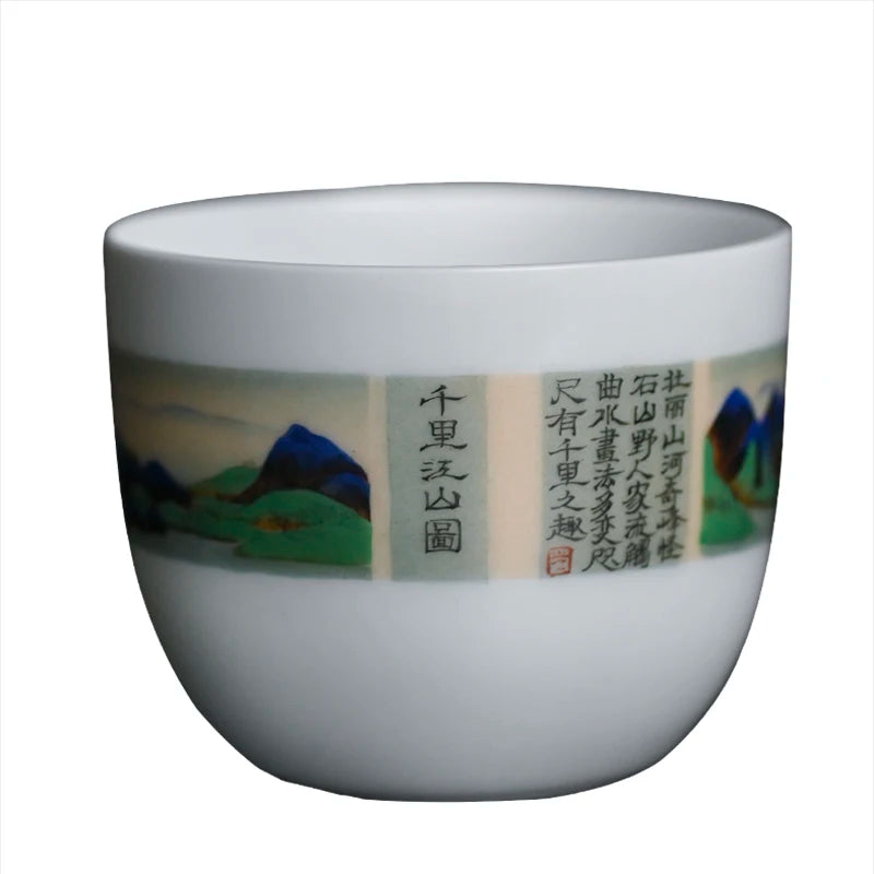 of feather hall jingdezhen porcelain white porcelain hand-painted master cup kung fu tea cups large sample tea cup