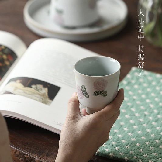 of the jingdezhen ceramic teapot hand-painted hydrangea cool domestic large capacity coffee pot of water kettle