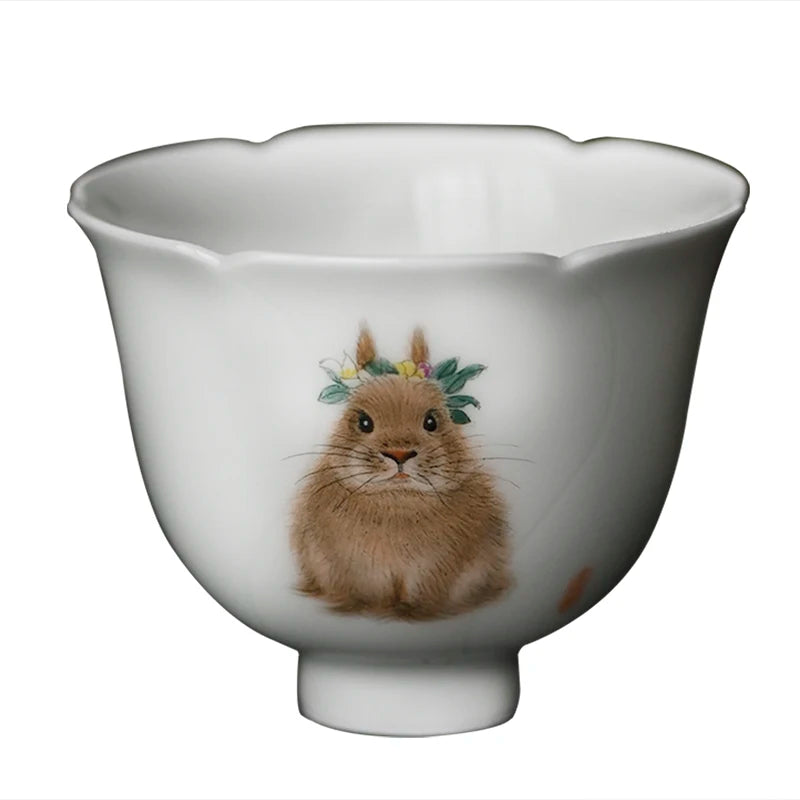of the piece of feather hall jingdezhen pure hand draw cute masters cup ceramic sample tea cup kung fu tea cups