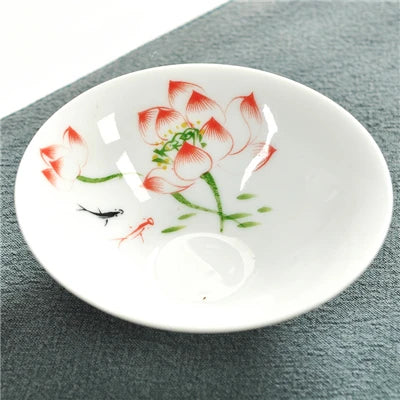 one cup porcelain handpainted cup of tea plum bamboo orchid lotus mountain-river fish floral pattern Chinese tea cup on sales