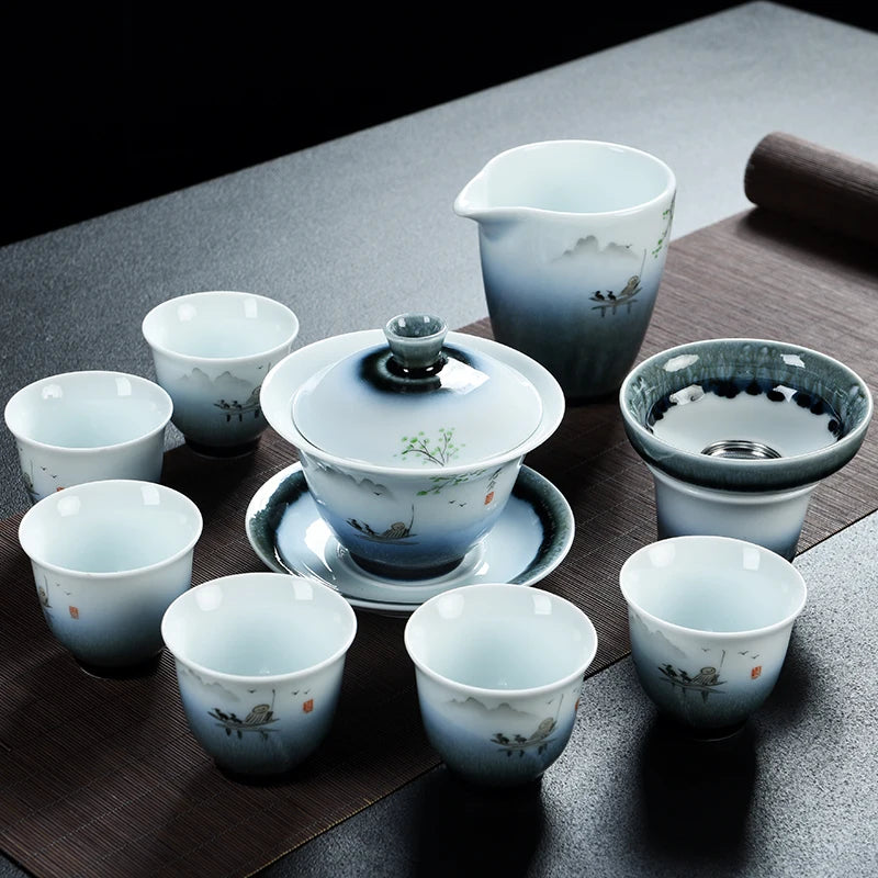 one porcelain tea cup nature print poetry cup Chinese kungfu cup of tea new on market