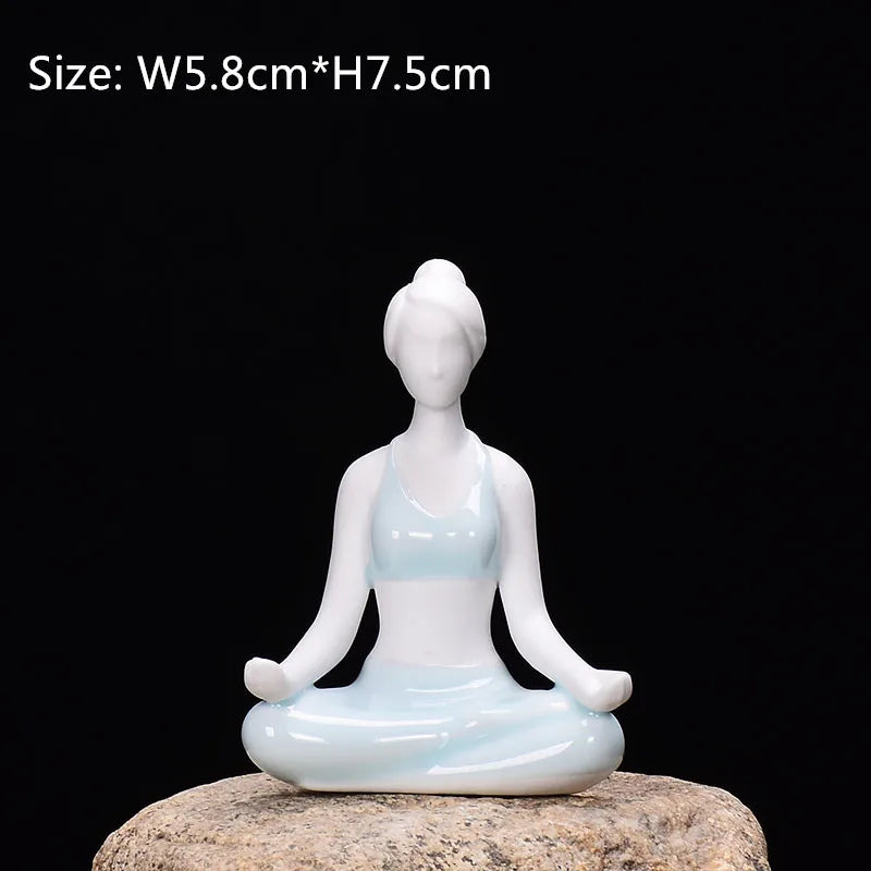 porcelain tea pet Yoga statue beauty figurine Chinese ornament small size ceramic tea play on table on sales