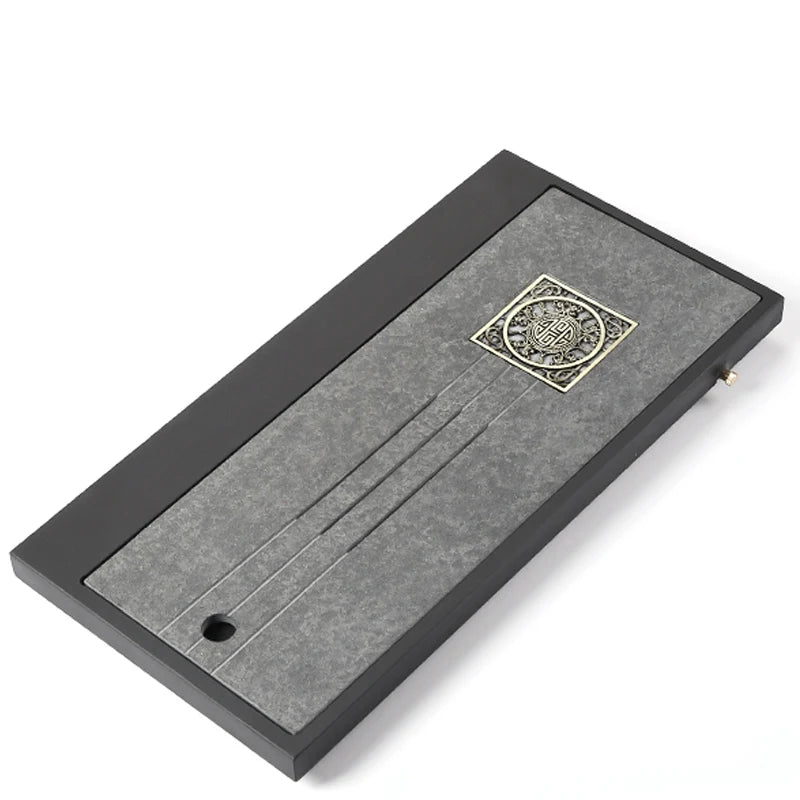 reservoir tea tray water draining tea table weighted black stone serving tray complete natural stone tea boat L60cm for tea set