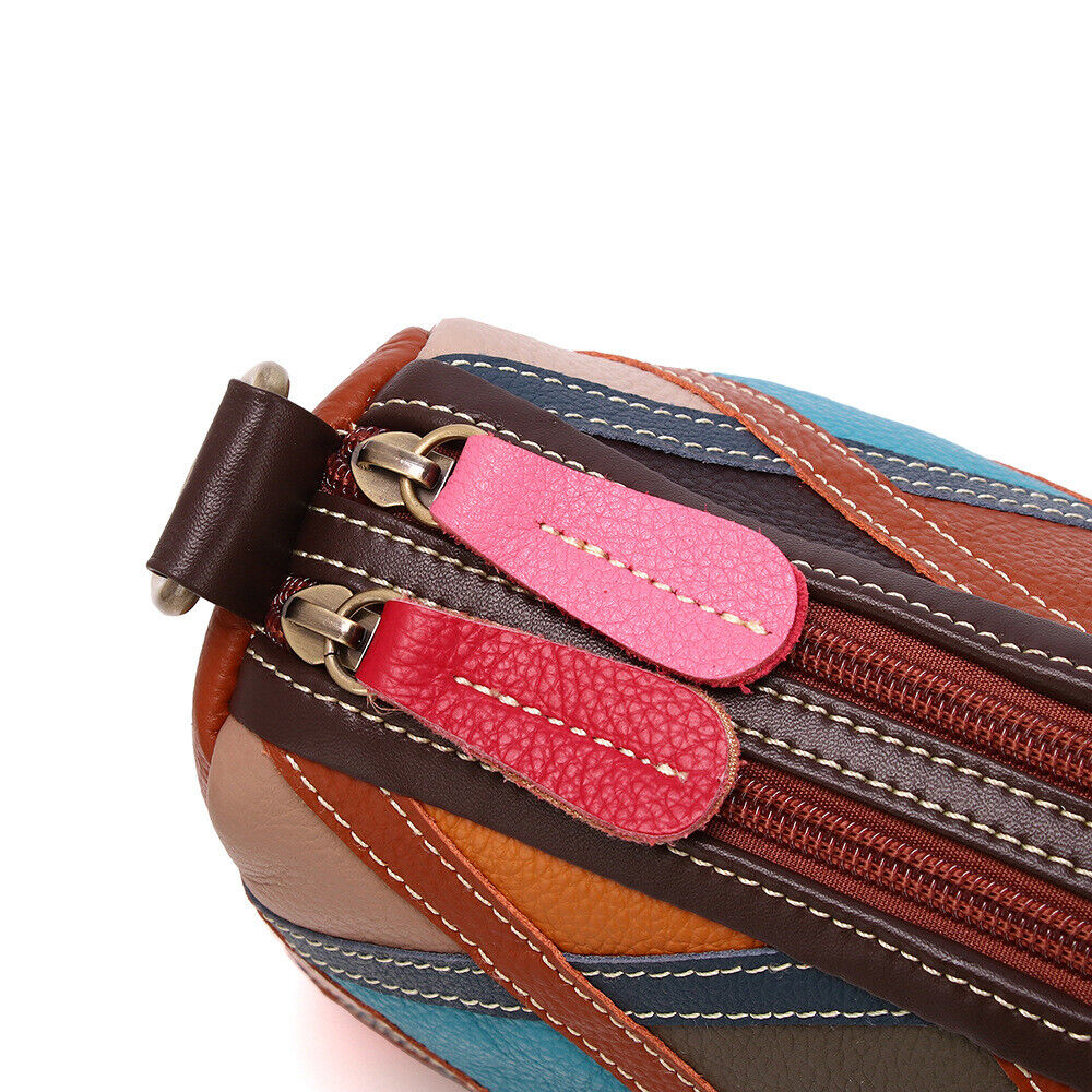 Real Leather Colorful (random) Patchwork Handbag Women's Tote Sling Shoulder Bag