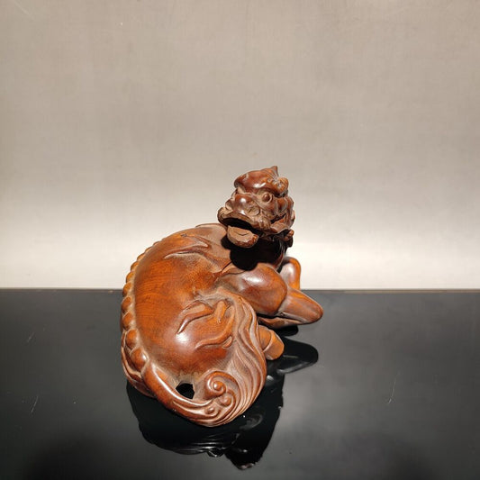 vintage kylin wooden carving dragon statue decor living room home wood carved