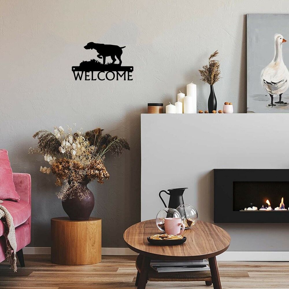 German Shorthaired Pointer GSP on Point Dog Welcome Sign Metal Wall Stickers