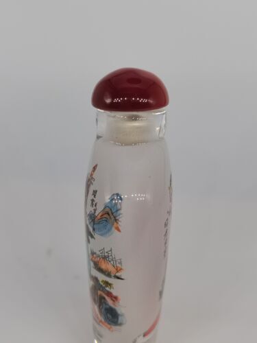 Chinese Old Beijing Glaze Inside Painting Snuff Bottle Painted Beautiful Woman