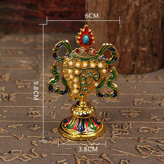 8 Pcs Painted Tibetan Engraved Eight Treasures Auspicious Statue Buddhism