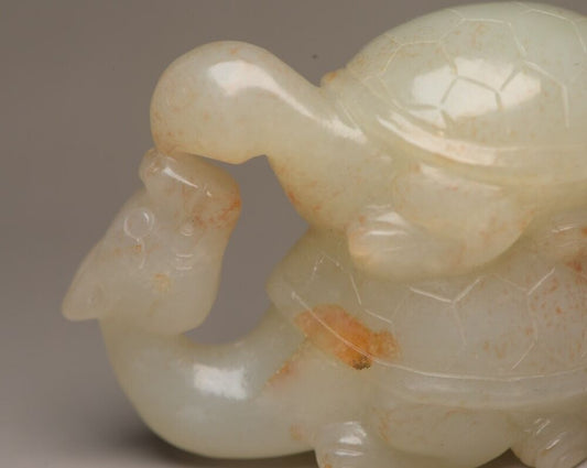 Collection Chinese Natural Hetian Jade Carved Dragon Turtle Statue Ornaments Art