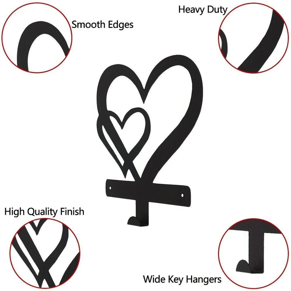 1pc Creative Heart Wall Mounted Multi-Purpose Hooks - Ideal For Organizing Keys