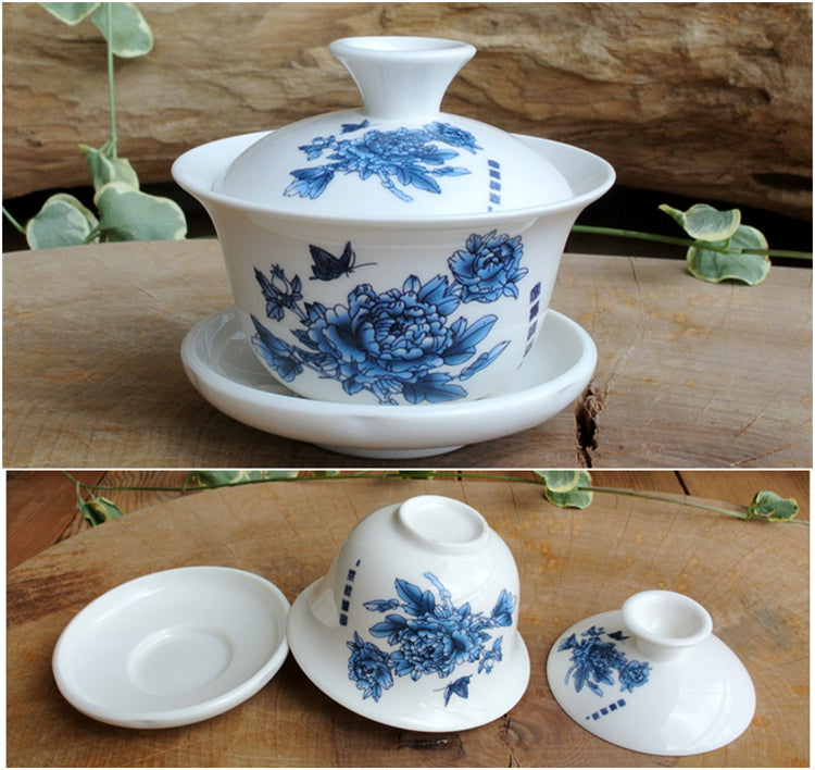 8cm Cover Tea Bowl Cover Flying Saucer Cover Blue and White China Cup Set