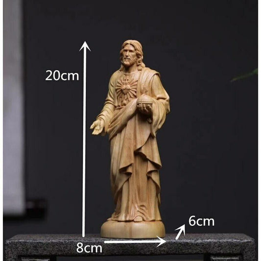 Home Decoration Religious Solid Wood Carving Wood Carving Jesus Statue