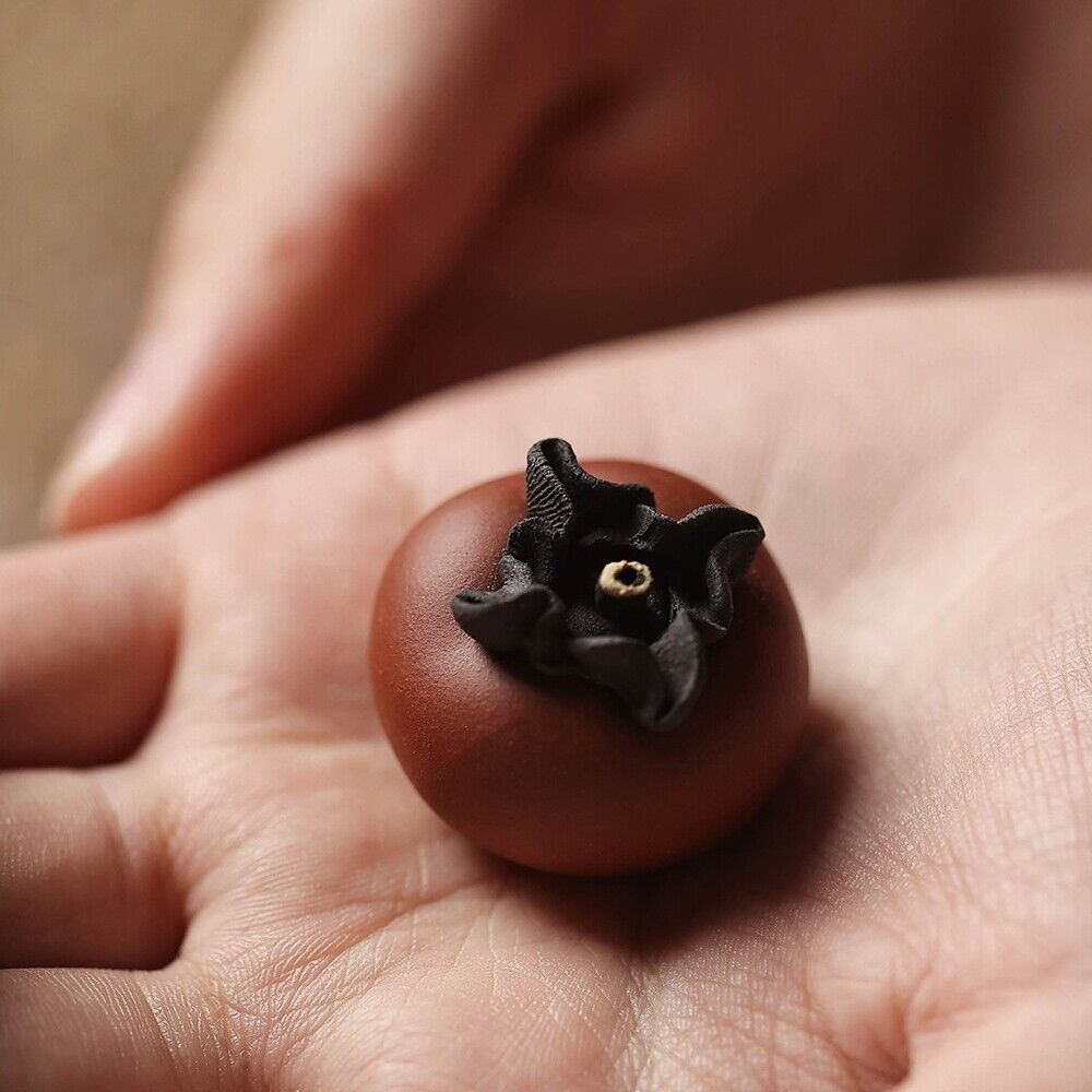 Persimmon Statue Small Size Yixing Zisha Clay Ornament Good Luck Handmade Craft
