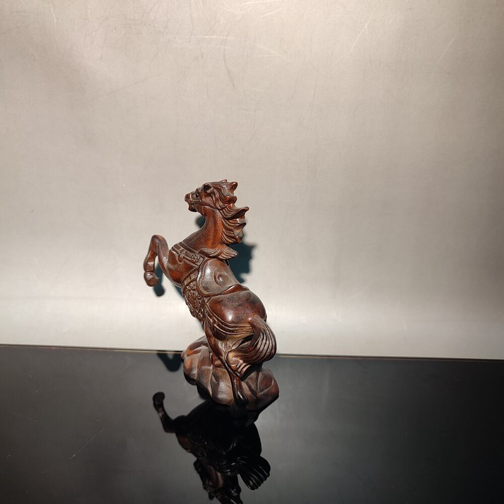 wood sculpture amusing funny horse figurine carving decoration statue mini gift