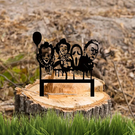 1pc Joker Clown Garden Stake, Ghost Metal Insert Silhouette Plaque Statue